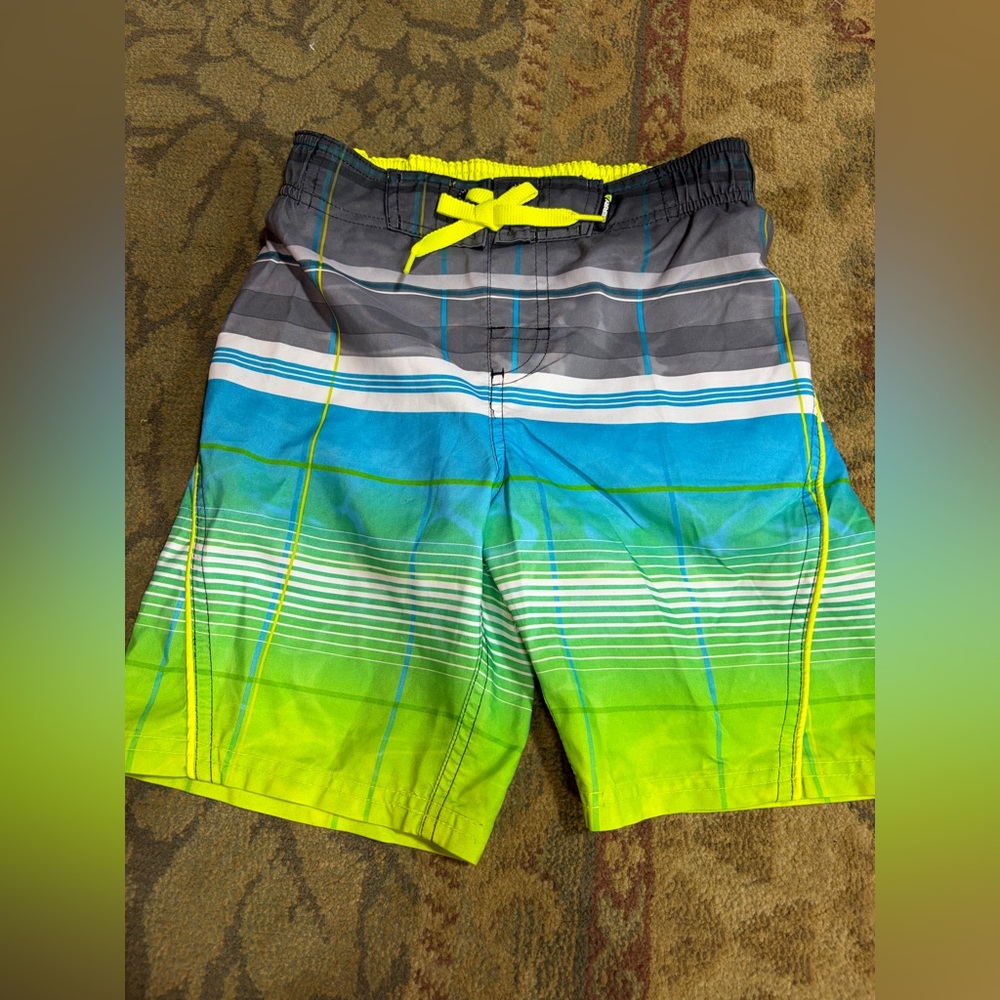 Gerry Weber Kids Swim Trunks with Gray and Green Stripes